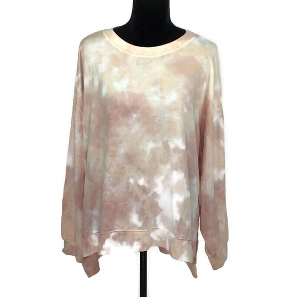 NEW Found Los Angeles Tie Dye Sweatshirt Blush Roses Shadow Sleeve Pullover Sz M - Picture 2 of 5